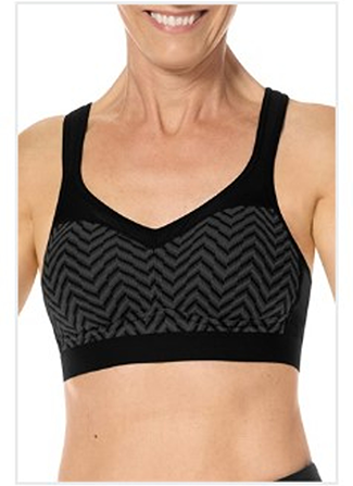 Amoena 44872 Jolie Mastectomy HIGH IMPACT Sports Bra - Black / Grey